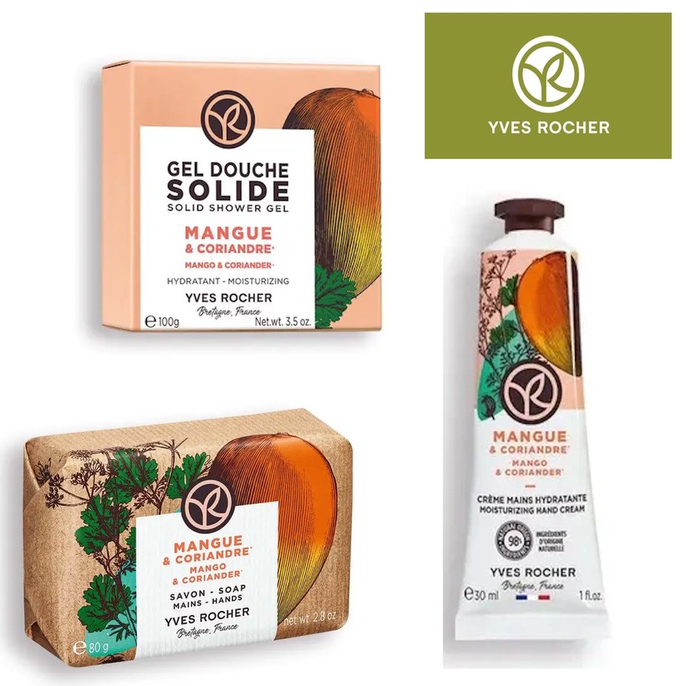 YVES ROCHER 3PCS SET Solid Shower Gel + Hand Soap + Hand Cream